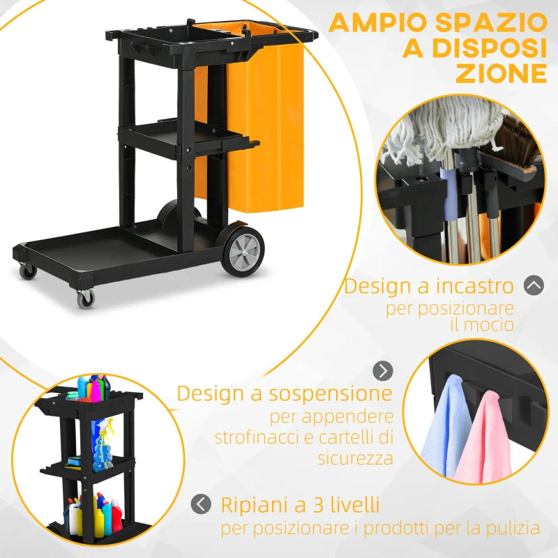 Carrello Pulizie a 3 Ripiani