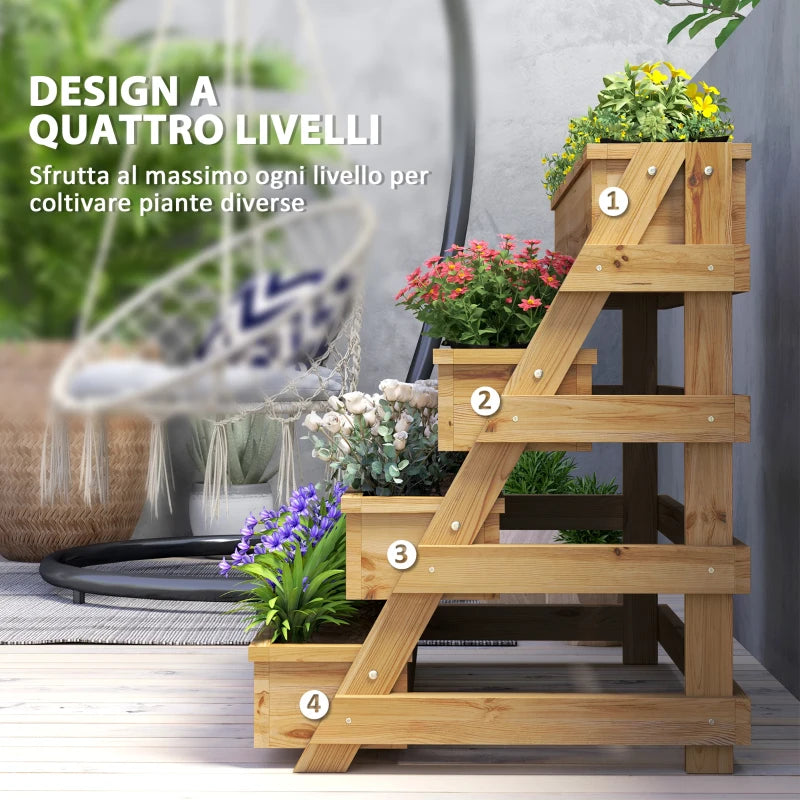 Fioriera Rialzata a 4 Livelli