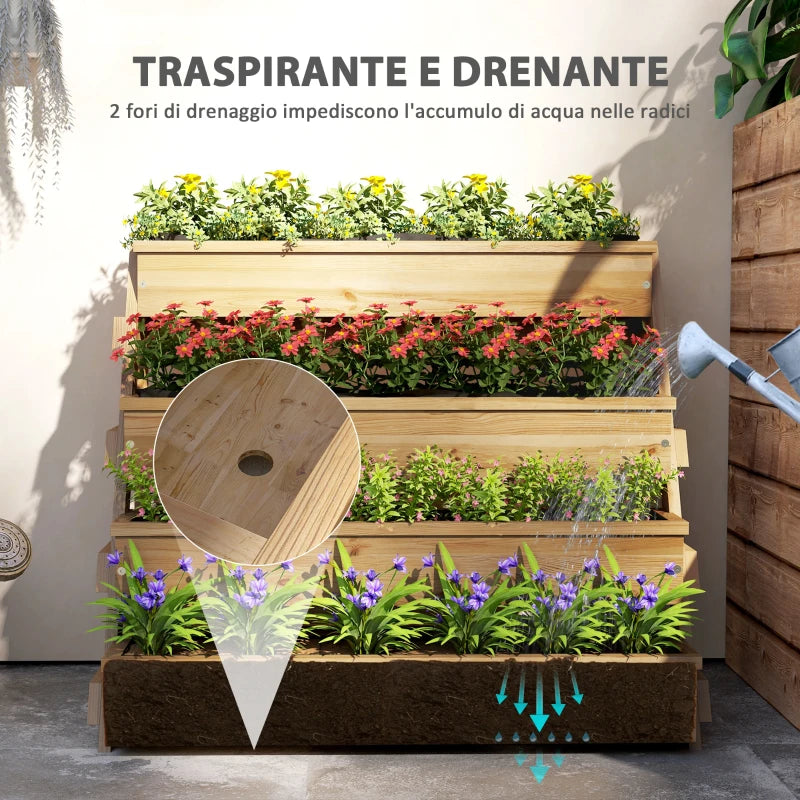 Fioriera Rialzata a 4 Livelli