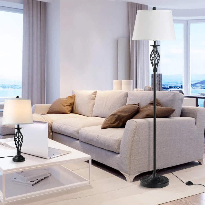 1 Lampada da Terra e 2 Lampade da Tavolo in Metallo